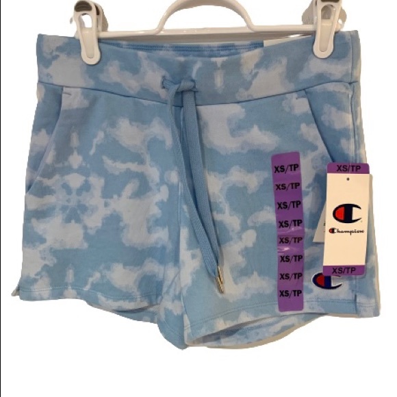 Champion Baby Blue/White Cloud Pattern Casual Shorts - Picture 2 of 4